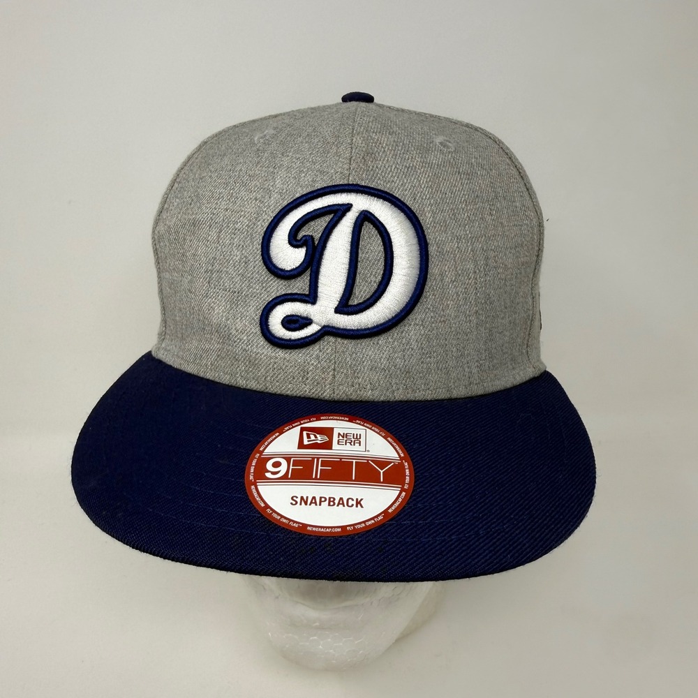 New Era 9FIFTY‎ Los Angeles Dodgers Snapback Hat Gray Navy Blue Wool Blend Cap